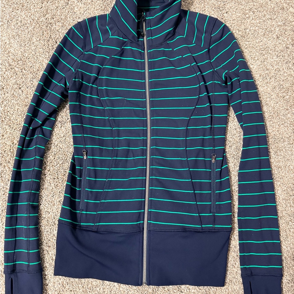 Lululemon Define Jacket - Navy and Teal Striped